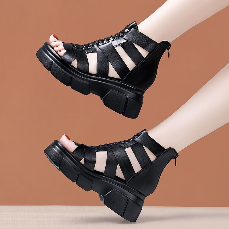 Women's Open-Toe Cut-Out High-Top Platform Wedge Gladiator Sandals