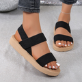 Women's double-strap flat-soled sandals with elastic back straps