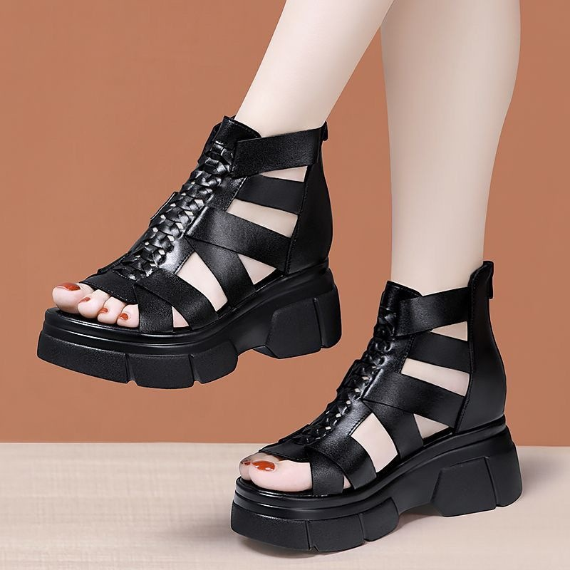 Women's Open-Toe Cut-Out High-Top Platform Wedge Gladiator Sandals