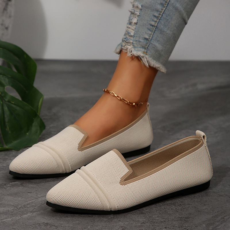 Women's Breathable Knit Pointed-Toe Loafers – Lightweight and Comfortable