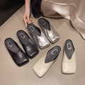 Women's Minimalist Square-Toe Slip-On Mules with V-Cut – Casual Walking Shoes