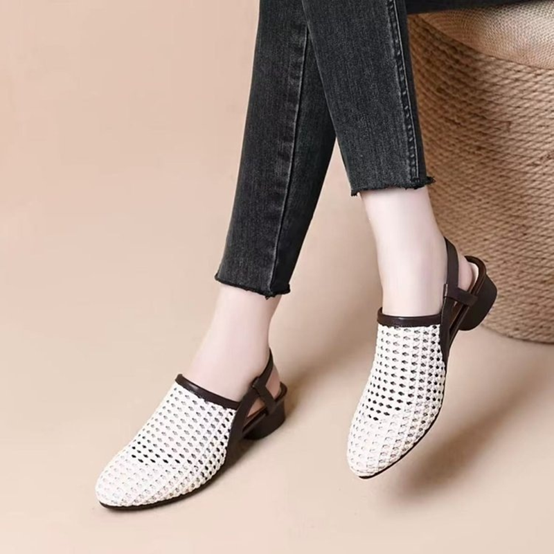 Women's Vintage Woven Cut-Out Slingback Sandals
