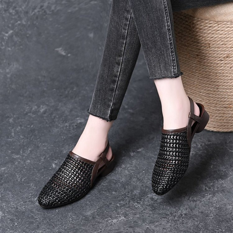 Women's Vintage Woven Cut-Out Slingback Sandals