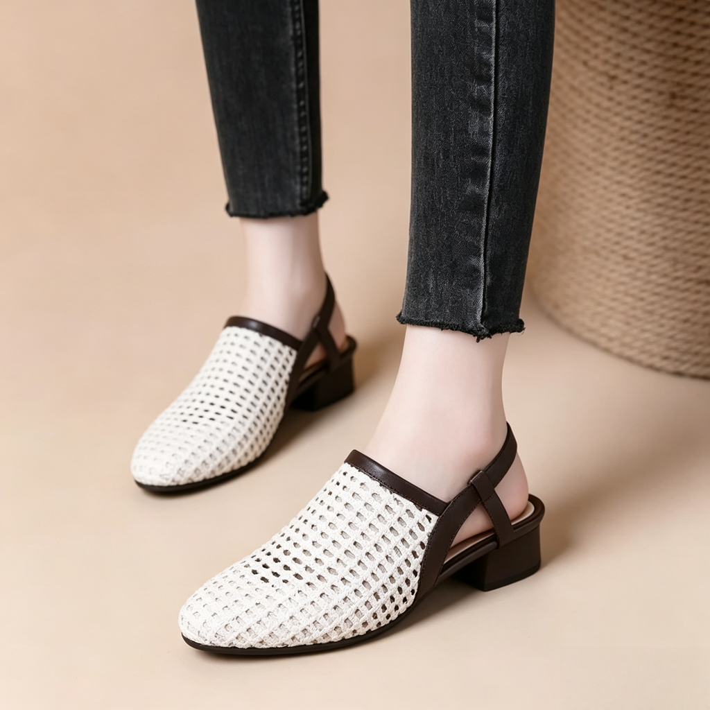 Women's Vintage Woven Cut-Out Slingback Sandals