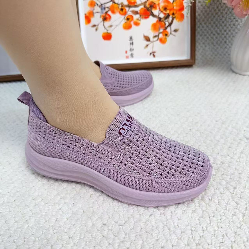 Women's Breathable Mesh Knit Slip-On Sneakers – Lightweight Casual Walking Shoes