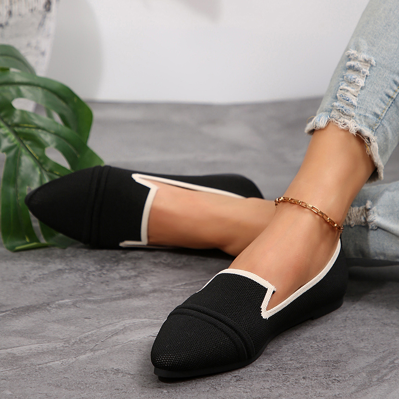 Women's Breathable Knit Pointed-Toe Loafers – Lightweight and Comfortable