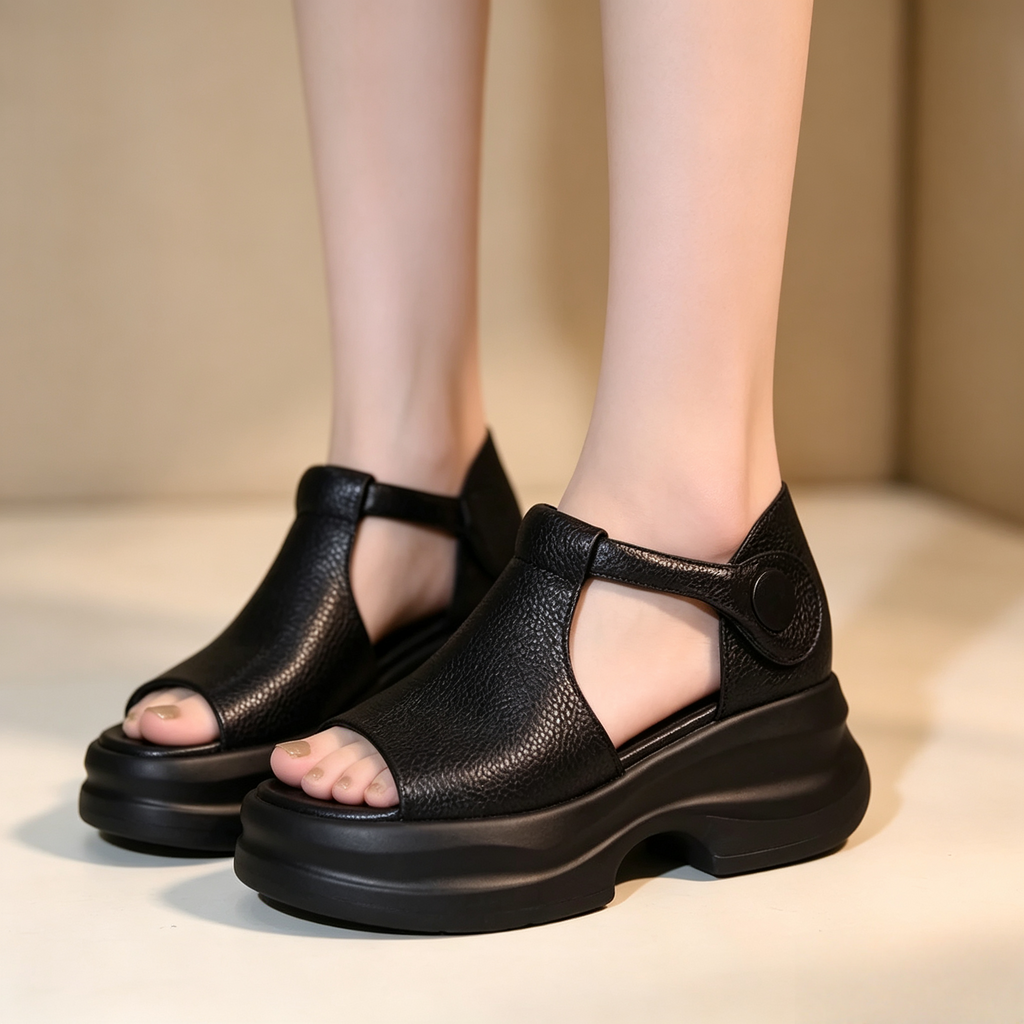 Women's Retro Open-Toe Platform Wedge Sandals