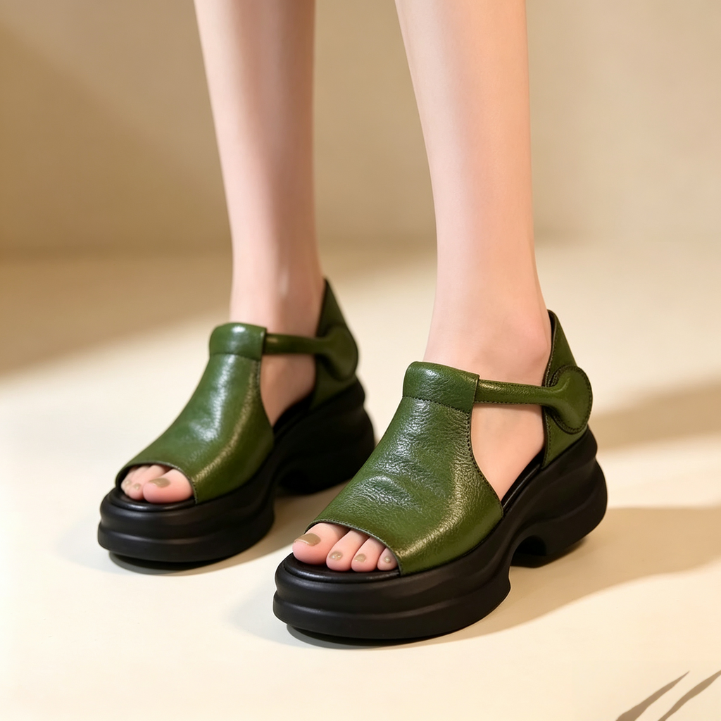 Women's Retro Open-Toe Platform Wedge Sandals