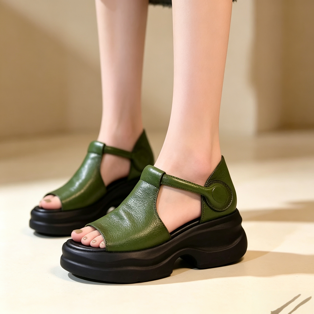 Women's Retro Open-Toe Platform Wedge Sandals