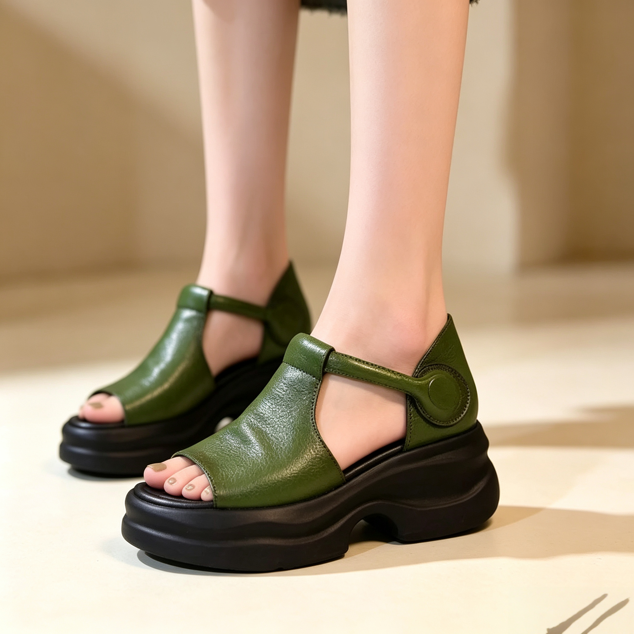 Women's Retro Open-Toe Platform Wedge Sandals