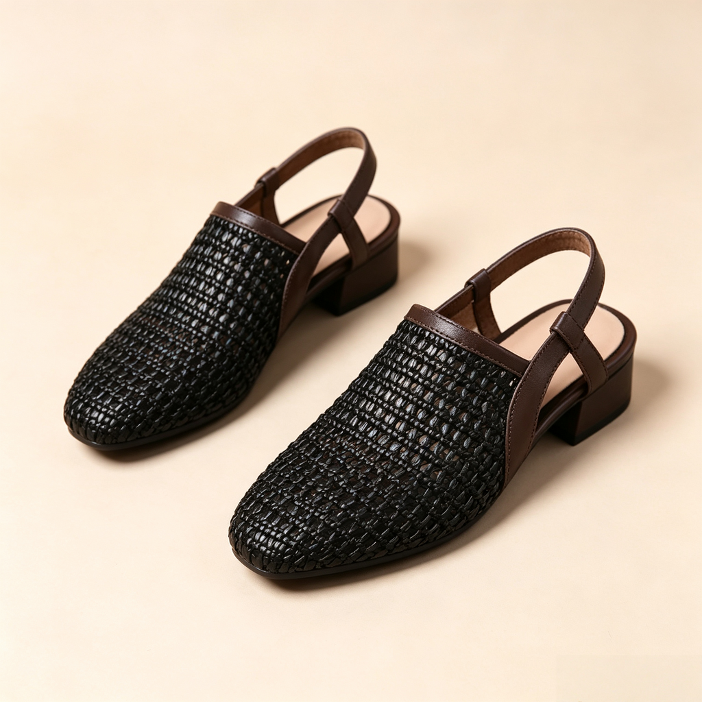 Women's Vintage Woven Cut-Out Slingback Sandals