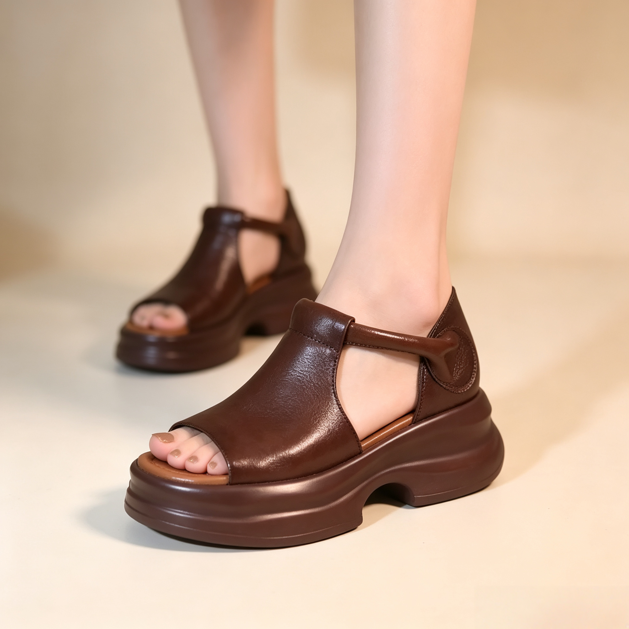 Women's Retro Open-Toe Platform Wedge Sandals