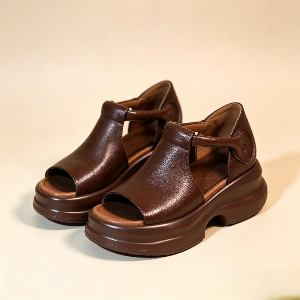 Women's Retro Open-Toe Platform Wedge Sandals