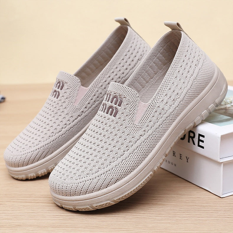 Women's Breathable Mesh Knit Slip-On Sneakers – Lightweight Casual Walking Shoes