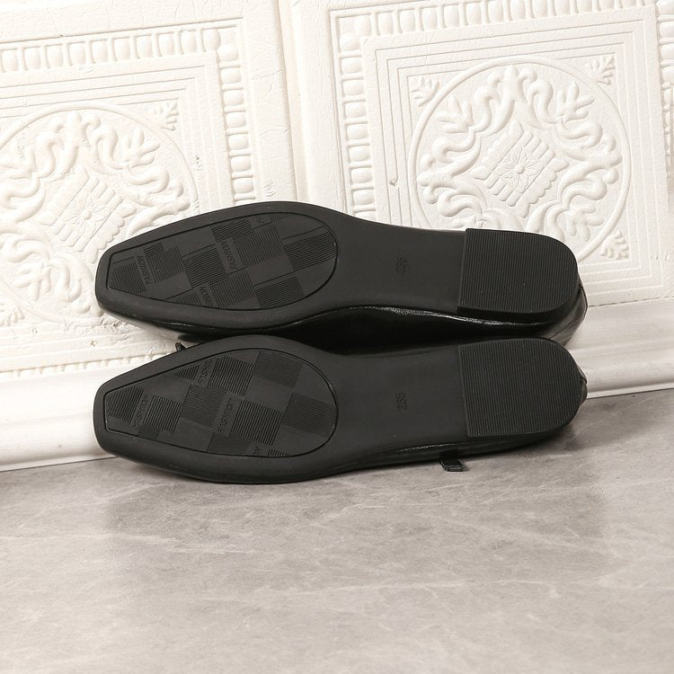 Women's Square Toe Mary Jane Flats with Ankle Strap – Classic Buckle Slip-On Casual Shoes