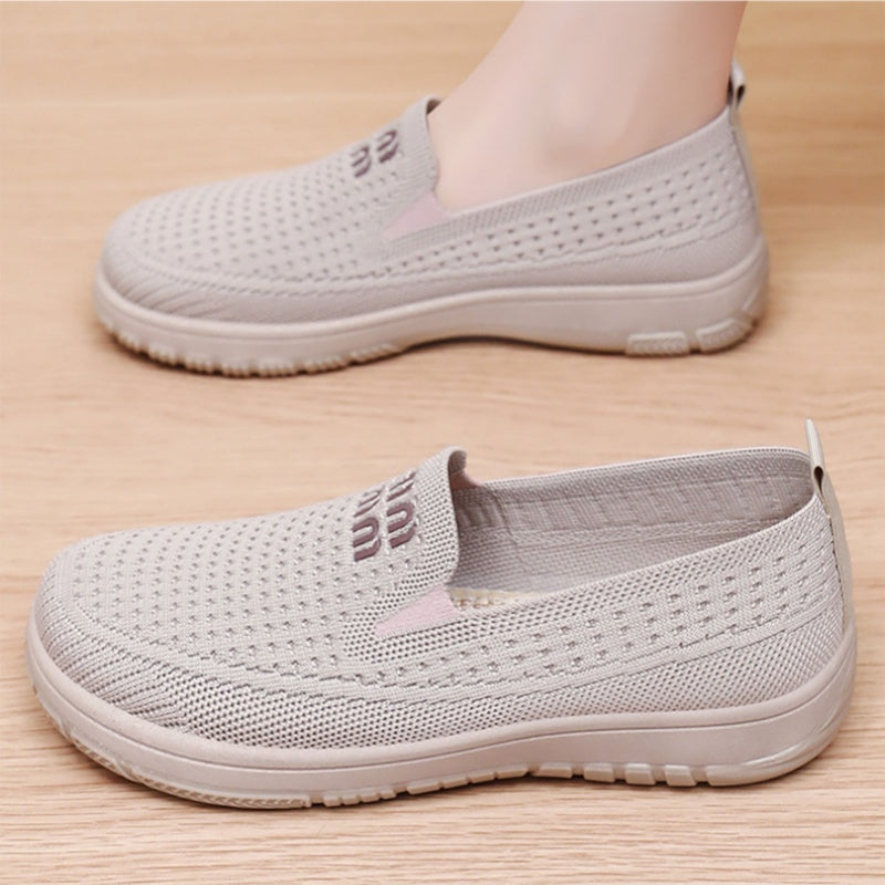 Women's Breathable Mesh Knit Slip-On Sneakers – Lightweight Casual Walking Shoes