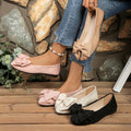 Women's Bow Flat Shoes – Sparkly Glitter Slip-On Ballet Flats with Big Bow