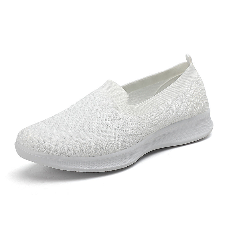 Women's Breathable Knit Slip-On Sneakers - Lightweight Casual Walking Shoes