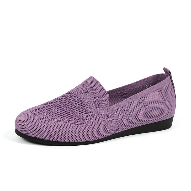 Women's Breathable Mesh Knit Slip-On Flats – Lightweight Casual Walking Shoes