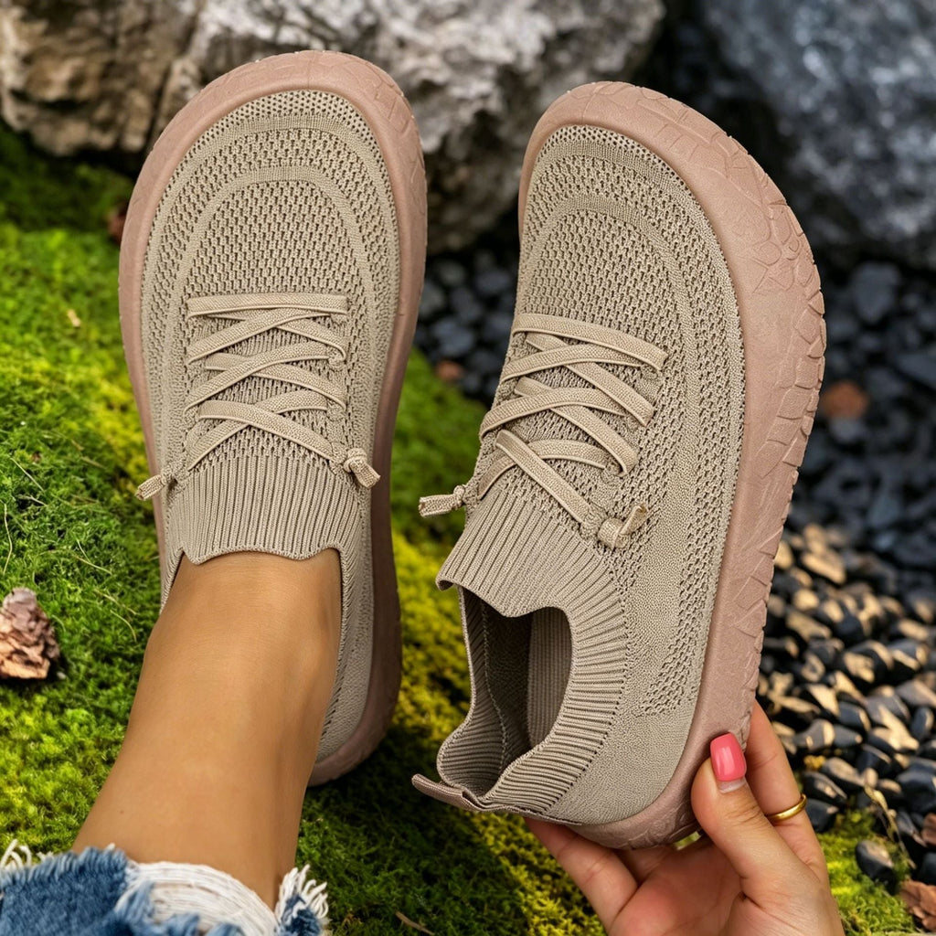 Women's Lightweight Knit Slip-On Sneakers - Breathable Flyknit Casual Shoes