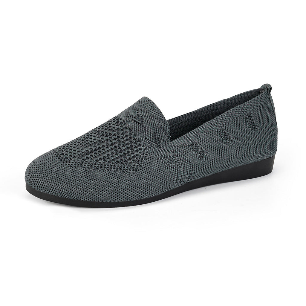 Women's Breathable Mesh Knit Slip-On Flats – Lightweight Casual Walking Shoes