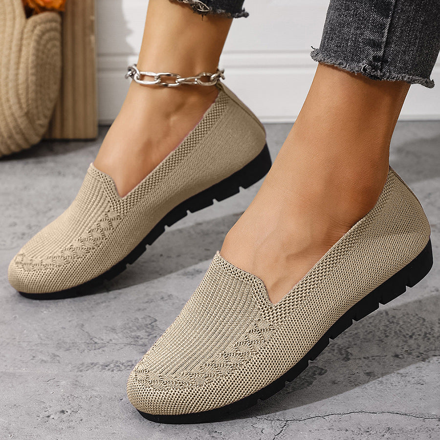 Women's Breathable Knit Slip-On Sneakers – Lightweight Casual Walking Shoes