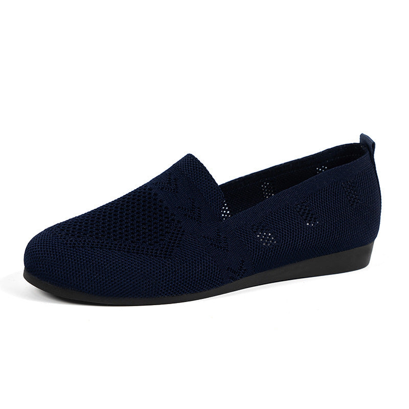 Women's Breathable Mesh Knit Slip-On Flats – Lightweight Casual Walking Shoes