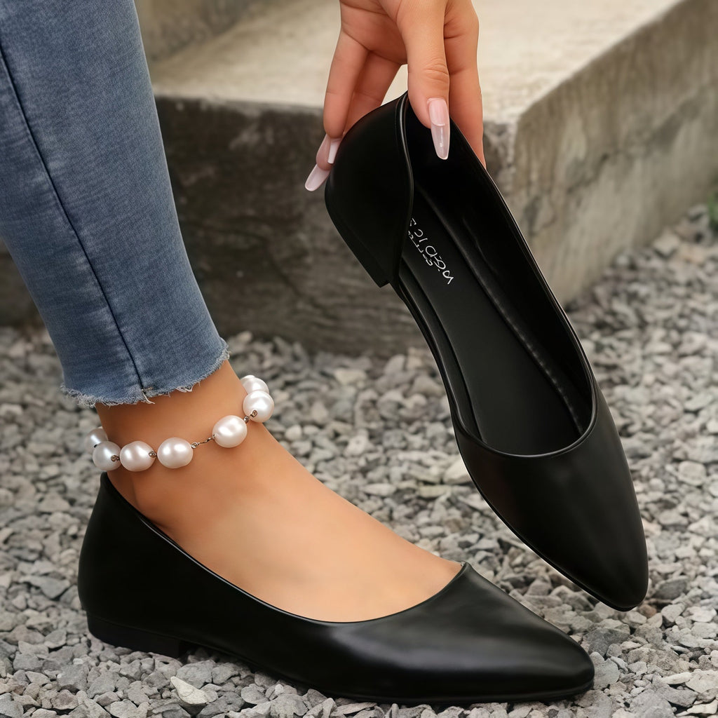 Women's Pointed Toe Leopard Print D'Orsay Slip-On Flats – Comfort Casual Ballet Shoes
