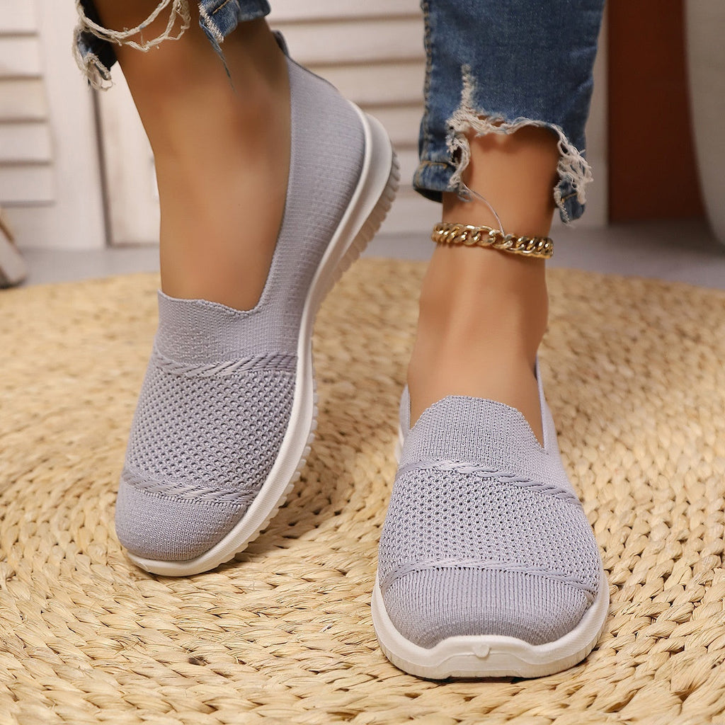 Women's Breathable Mesh Knit Slip-On Sneakers - Lightweight Walking Shoes