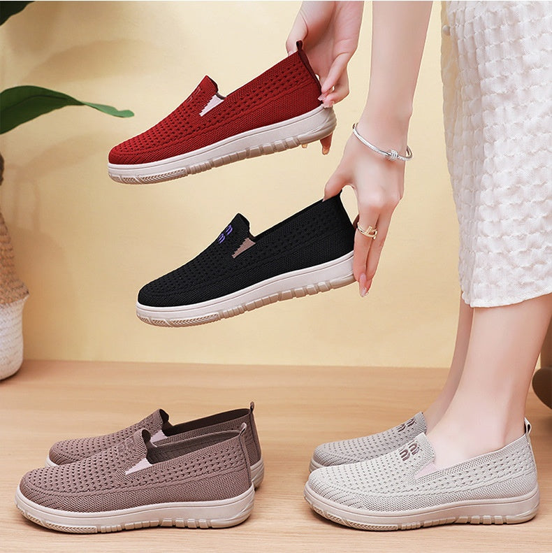 Women's Breathable Mesh Knit Slip-On Sneakers – Lightweight Casual Walking Shoes