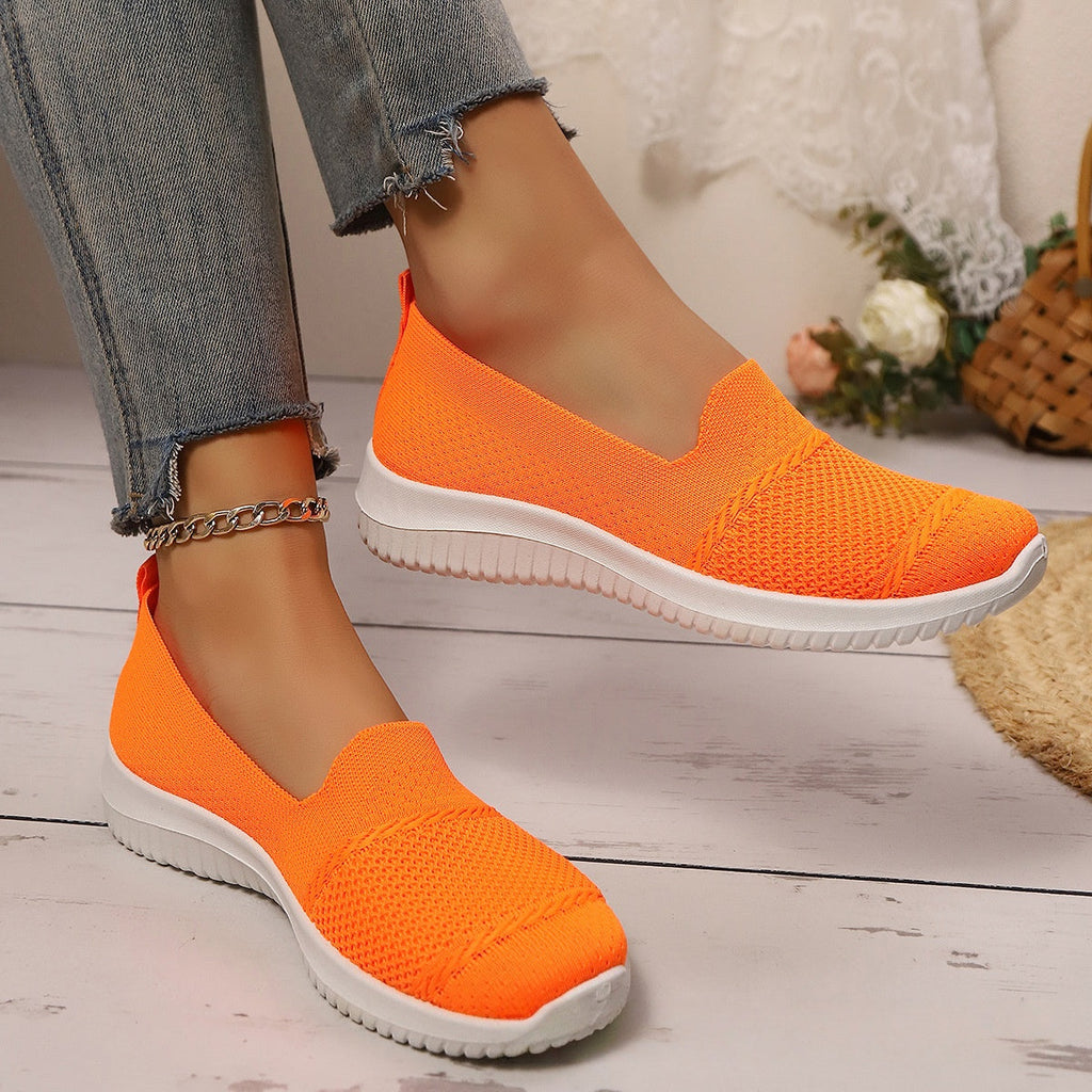 Women's Breathable Mesh Knit Slip-On Sneakers - Lightweight Walking Shoes