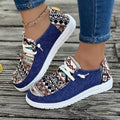 Women's Ethnic Aztec Canvas Sneakers - Tribal Print Casual Slip-On Shoes