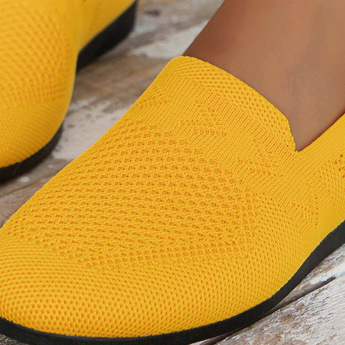 Women's Breathable Mesh Knit Slip-On Flats – Lightweight Casual Walking Shoes