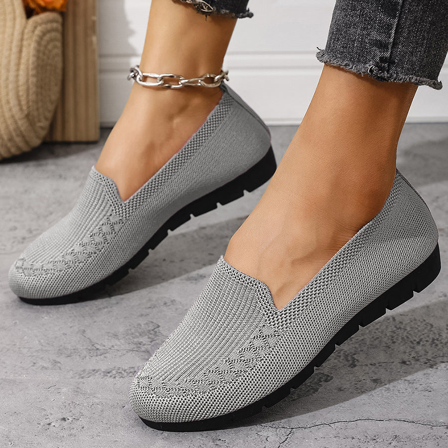 Women's Breathable Knit Slip-On Sneakers – Lightweight Casual Walking Shoes