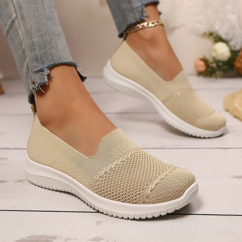 Women's Breathable Mesh Knit Slip-On Sneakers - Lightweight Walking Shoes