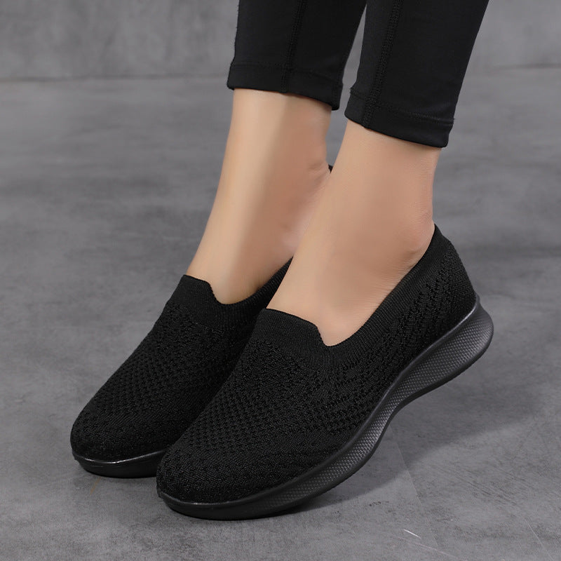 Women's Breathable Knit Slip-On Sneakers - Lightweight Casual Walking Shoes