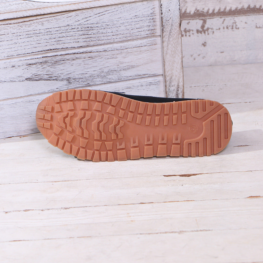 Classic Gold Buckle Loafers – Casual Platform Slip-On Shoes