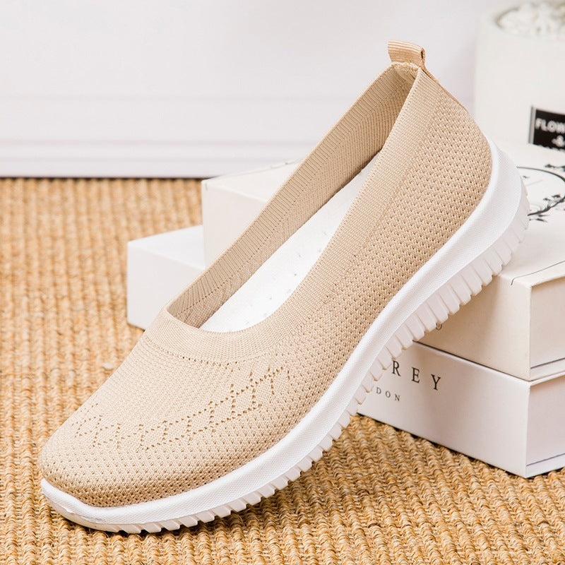 Women's Breathable Knit Slip-On Sneakers – Lightweight Casual Walking Shoes