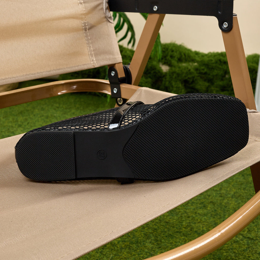Women's Breathable Mesh Mary Jane Flats with Buckle Strap