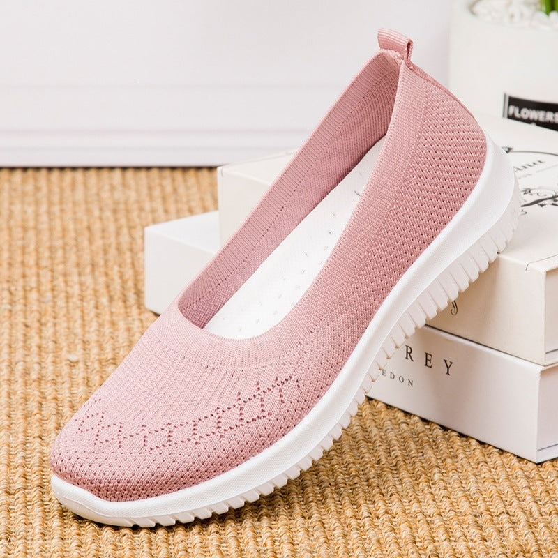 Women's Breathable Knit Slip-On Sneakers – Lightweight Casual Walking Shoes