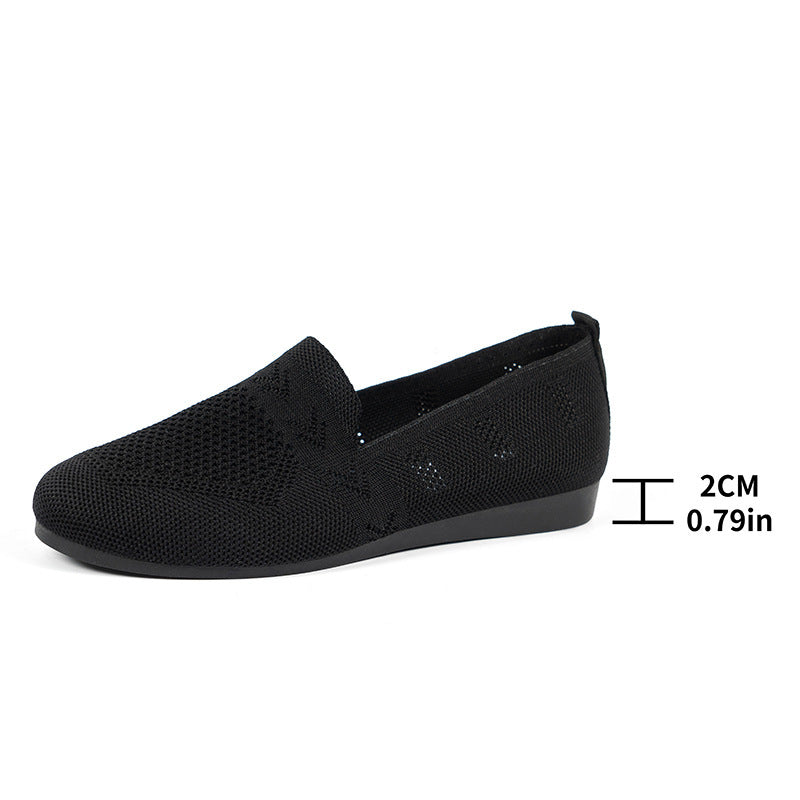 Women's Breathable Mesh Knit Slip-On Flats – Lightweight Casual Walking Shoes
