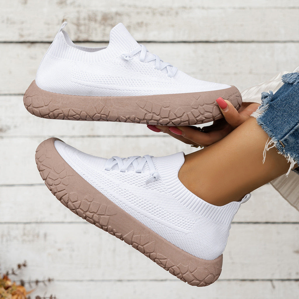 Women's Lightweight Knit Slip-On Sneakers - Breathable Flyknit Casual Shoes