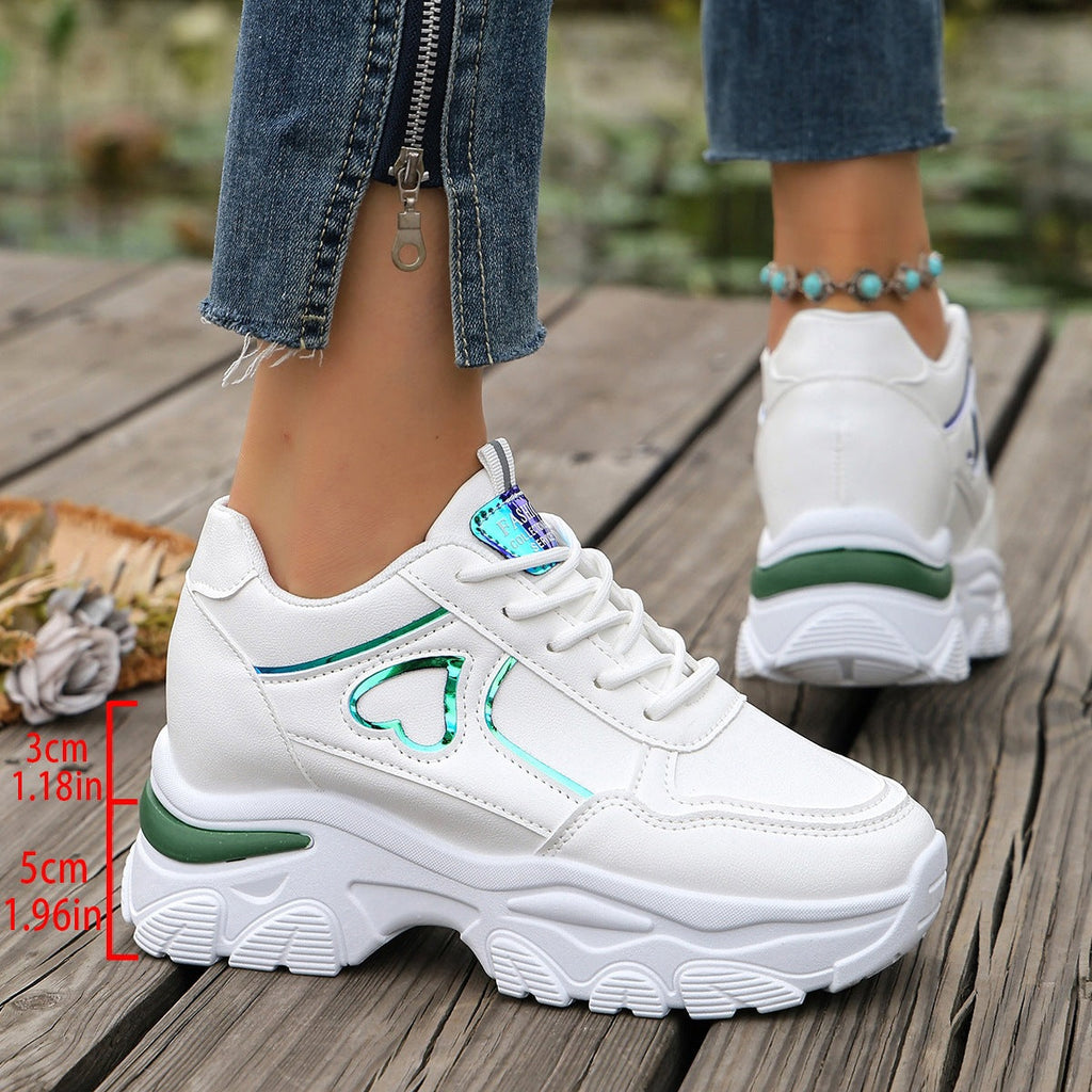 Women's Platform Sneakers Heart Cutout Chunky Dad Shoes