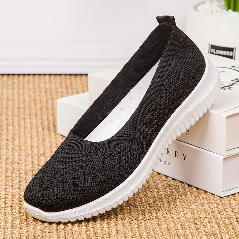Women's Breathable Knit Slip-On Sneakers – Lightweight Casual Walking Shoes