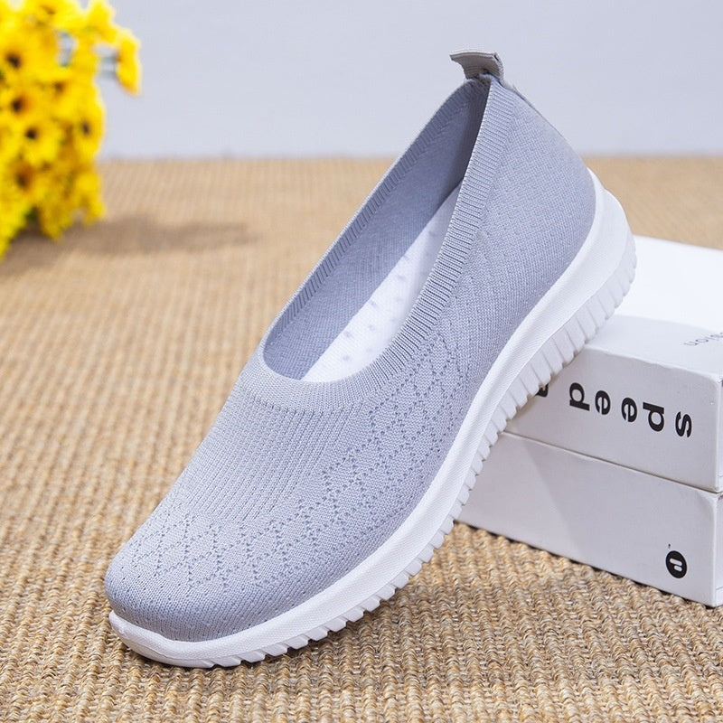 Women's Breathable Knit Slip-On Sneakers – Lightweight Casual Walking Shoes