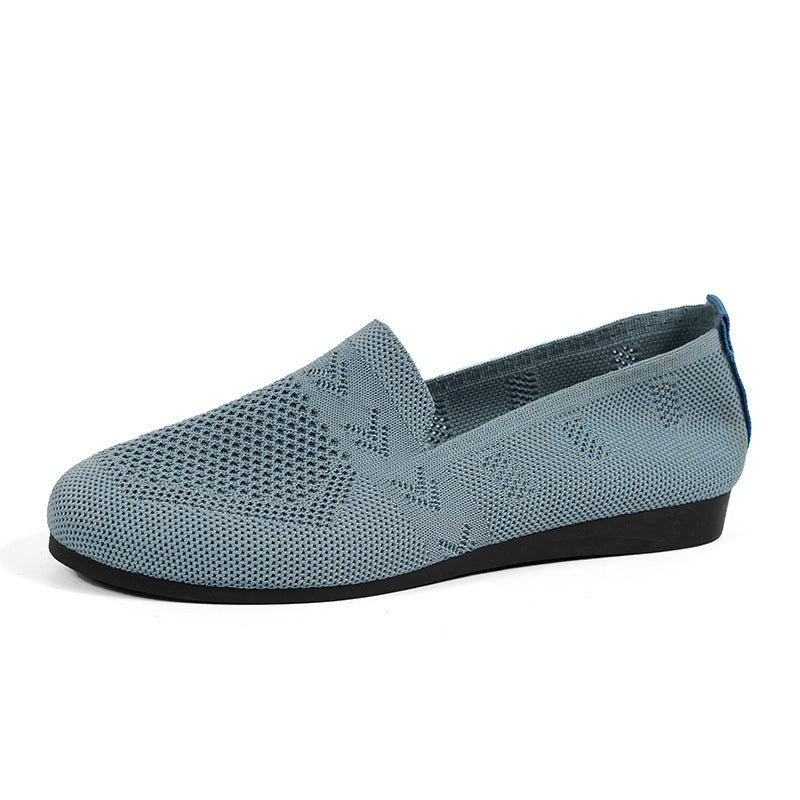 Women's Breathable Mesh Knit Slip-On Flats – Lightweight Casual Walking Shoes