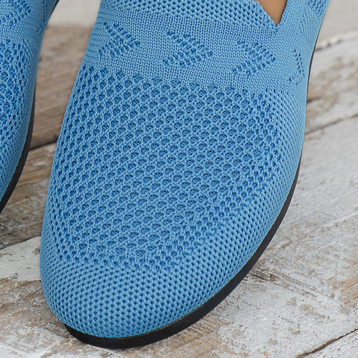 Women's Breathable Mesh Knit Slip-On Flats – Lightweight Casual Walking Shoes
