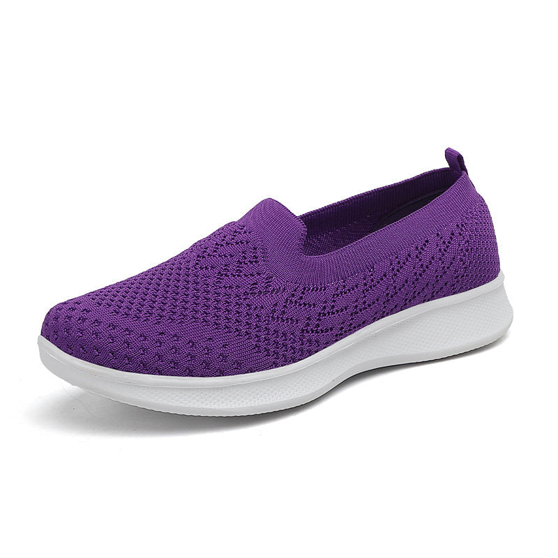 Women's Breathable Knit Slip-On Sneakers - Lightweight Casual Walking Shoes