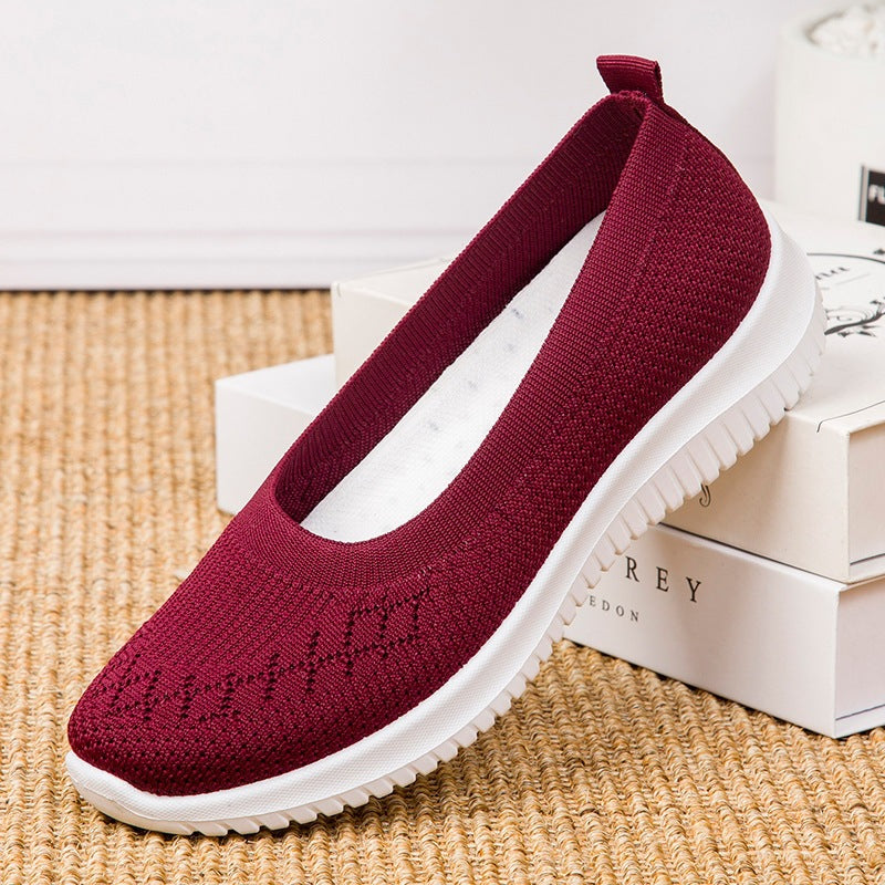 Women's Breathable Knit Slip-On Sneakers – Lightweight Casual Walking Shoes