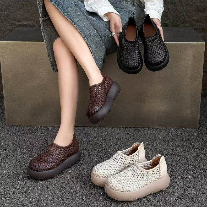 Women's Woven Breathable Slip-On Platform Sneakers